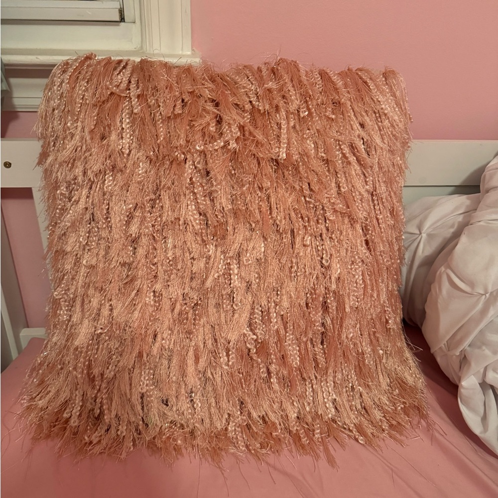 Pink Fringe Pillow